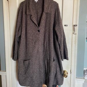 J. Jill Snap Front Sweater Cardigan Jacket - 3X Brown - Collar Patch Pockets EUC